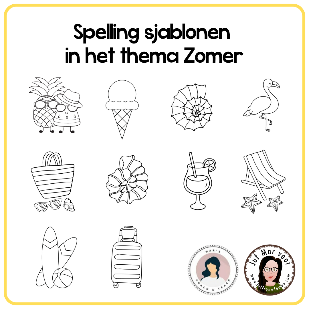 Voorbeeld van Spelling sjablonen in het thema Zomer